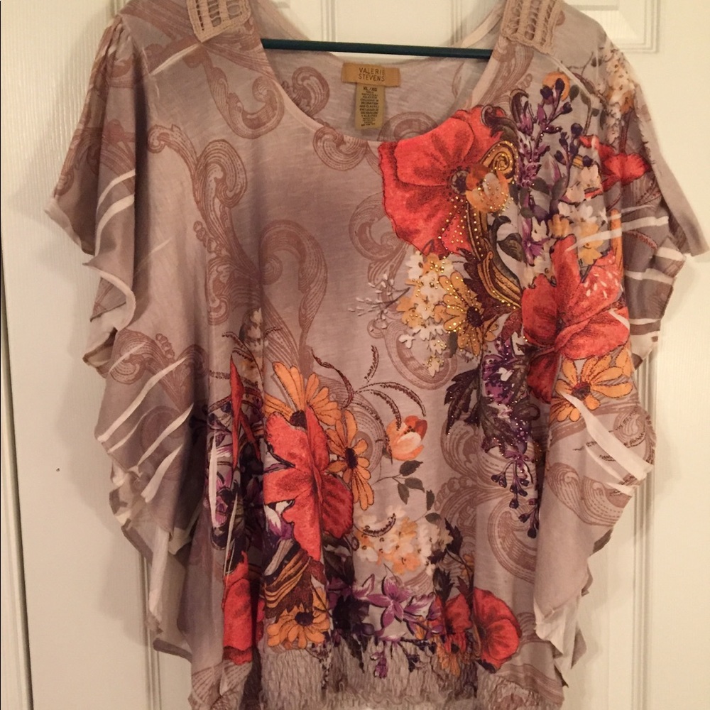 Valerie Stevens rhinestone top s Sz XL